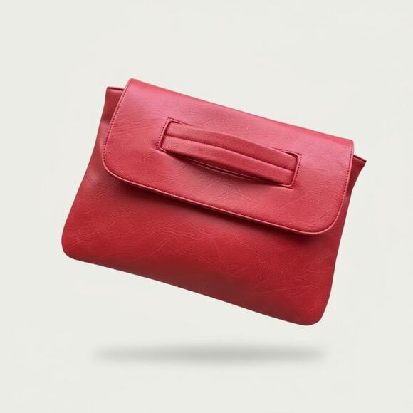 CLUTCH WRISTLET: Red High-Quality Faux Leather Large Capacity Purse, NIP - Picture 2 of 6